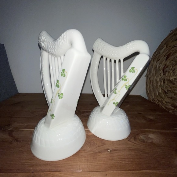 Lot Of 2 Belleek SHAMROCK HARP NEW! Made in Ireland - Picture 8 of 12